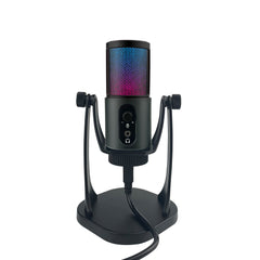 W112D USB Condenser Microphone For Gaming With Desktop Stand RGB Lighting