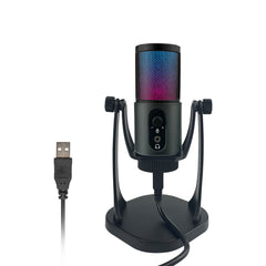 W112D USB Condenser Microphone For Gaming With Desktop Stand RGB Lighting